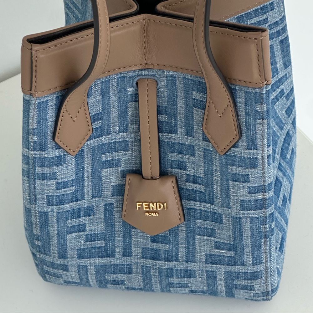 Fendi Denim and Tan Mini Bag